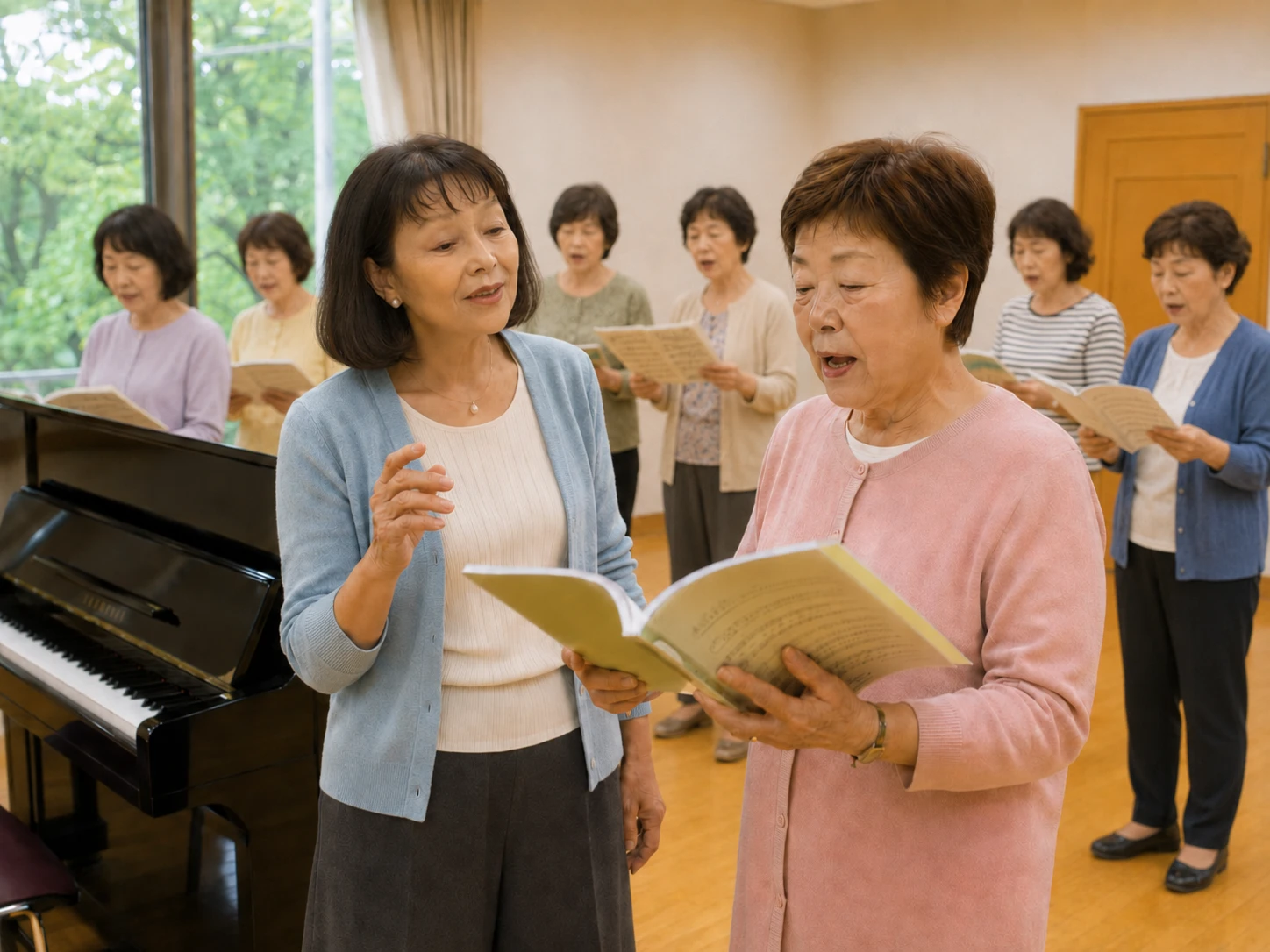 楽譜を見ながら歌うメンバー（イメージ）